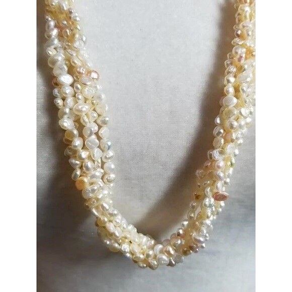 Luxury 5 Strand Pearl Necklace 30 IN & stamped 14k gold filigree clasps VTG Lux - Picture 8 of 15